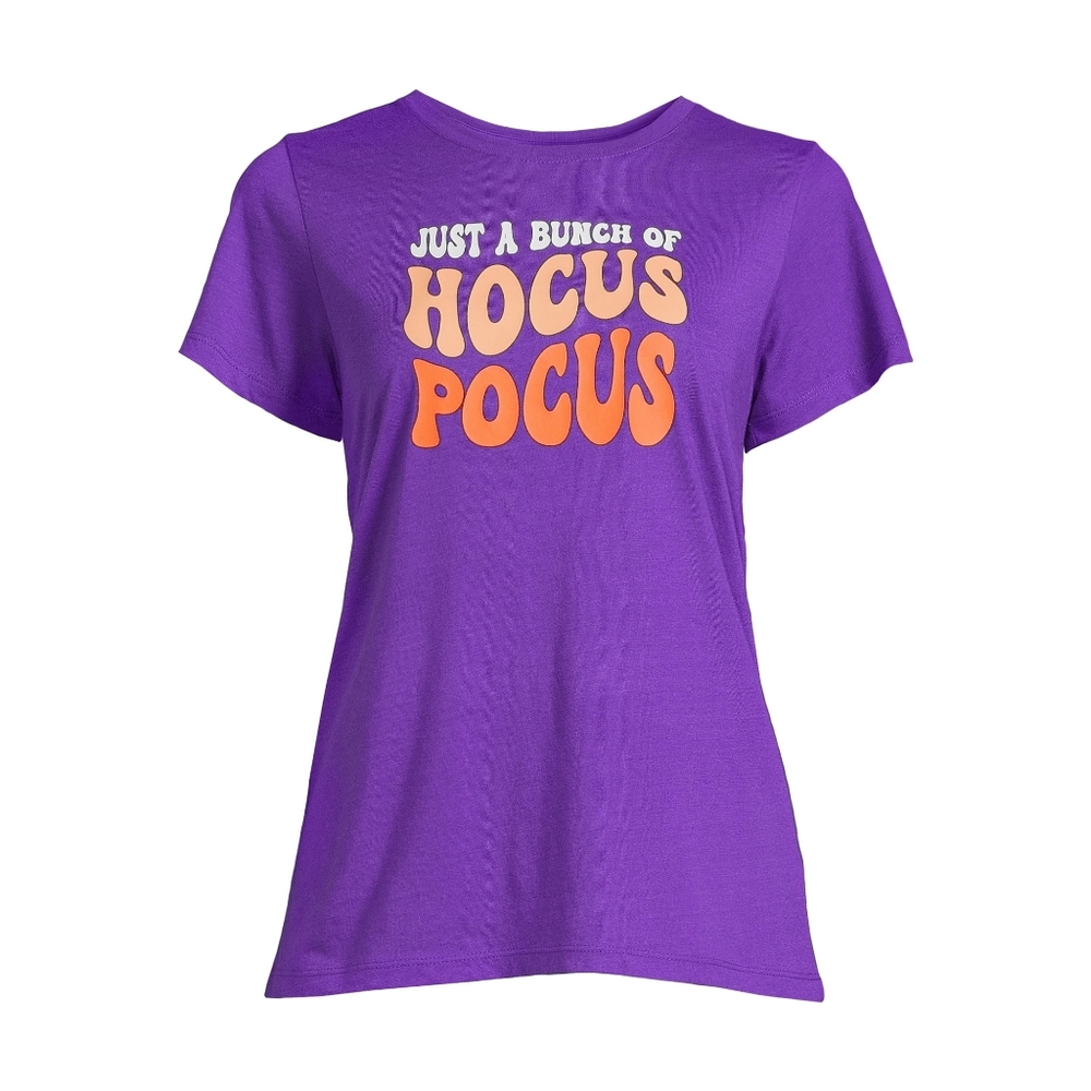 NEW Women's Halloween Hocus Pocus Graphic Tee Fall Short Sleeve T Shirt XL 16-18